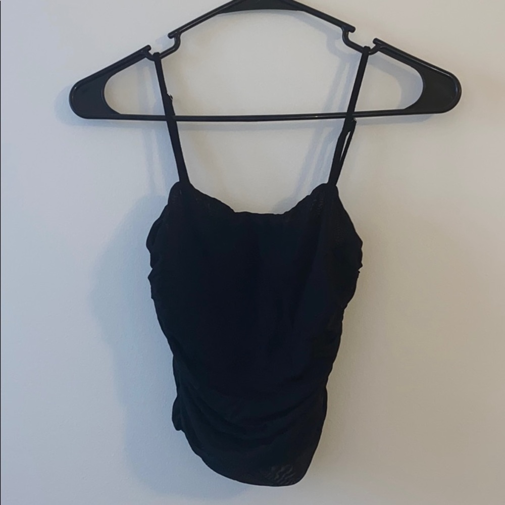 black ruched crop top